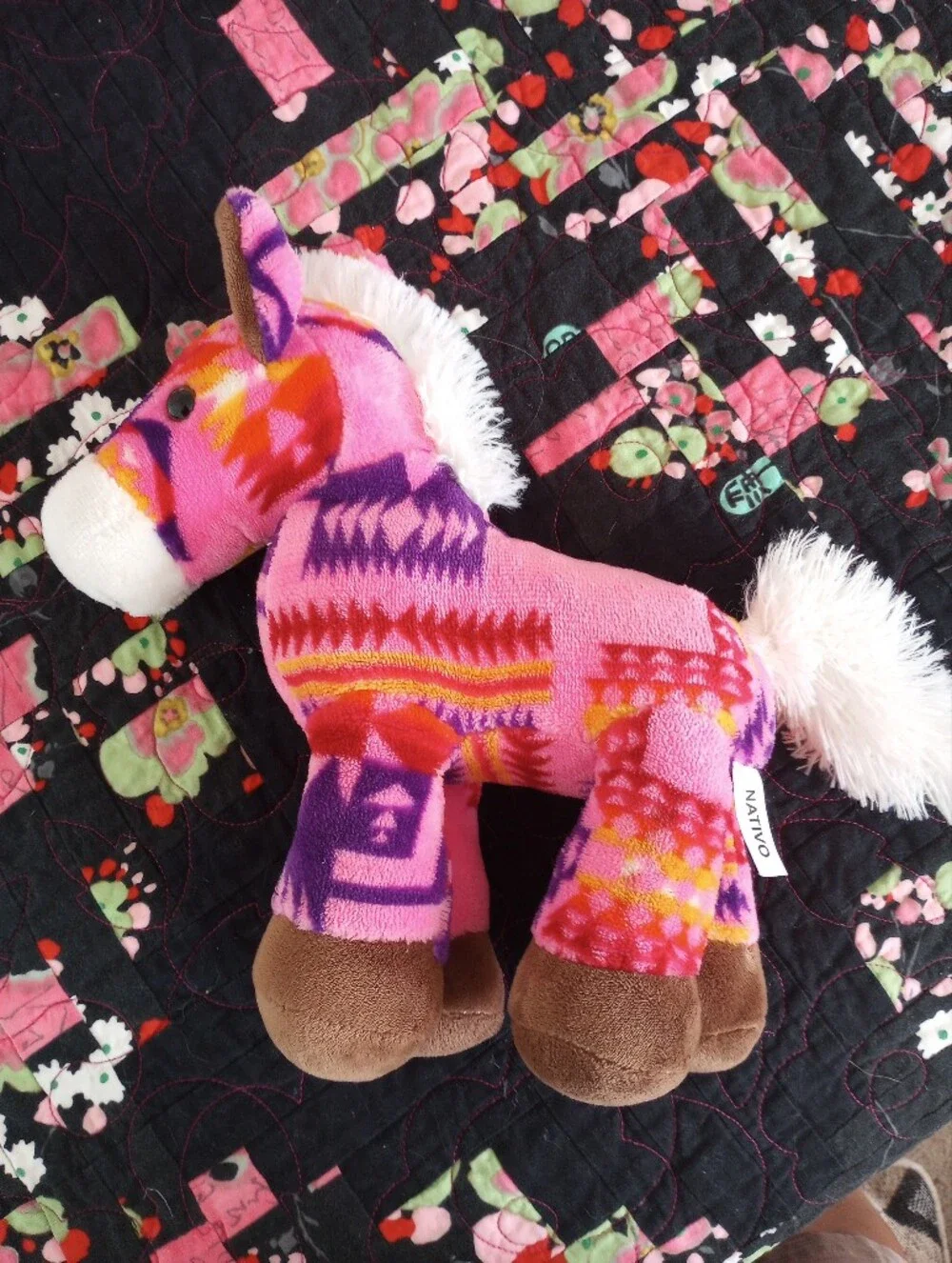 Nativo Pink Horse Plushy Cute Cuddly Southwest Ethnic Boho